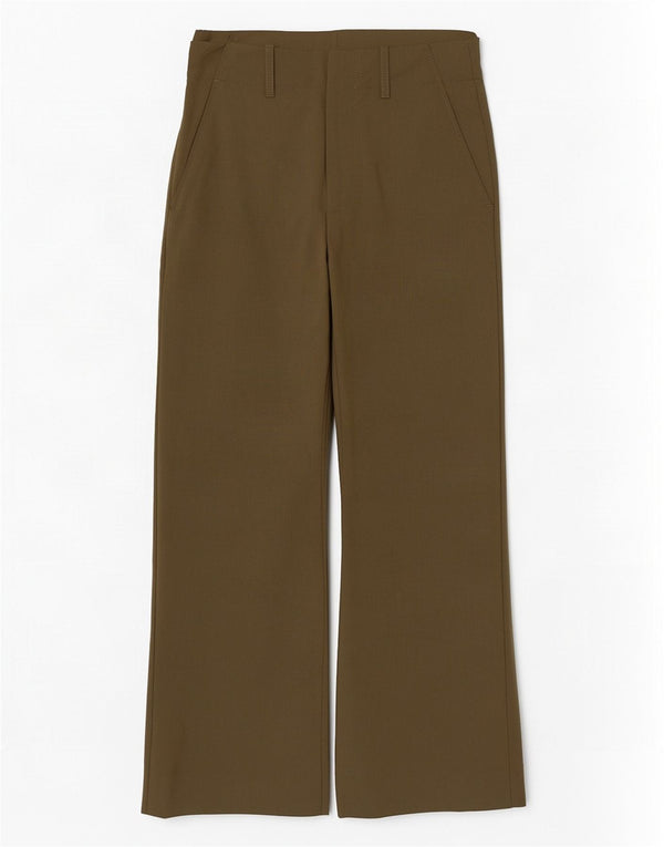 Zara Womens High Waist Wide Leg Chino Trousers XS W24 L28 Khaki Polyester