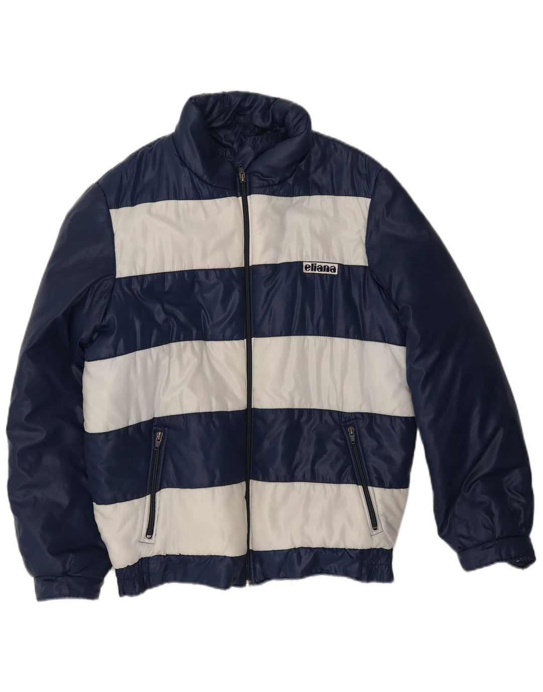 Eliana Mens Padded Jacket UK 40 Large Navy Blue Striped