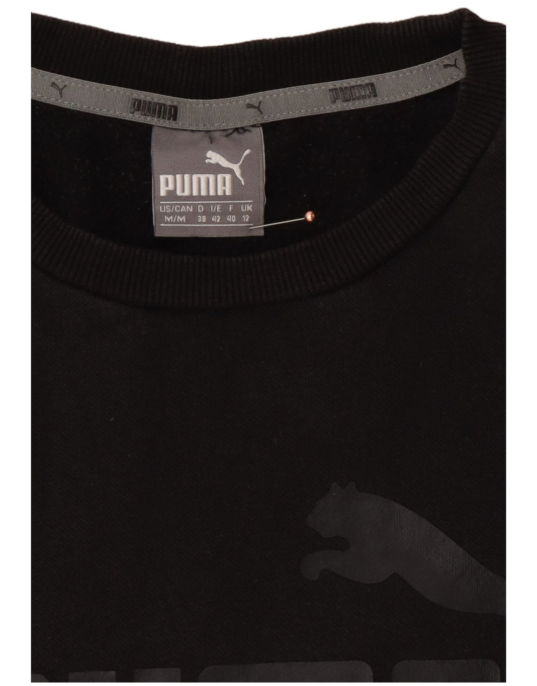 PUMA Womens Loose Fit Graphic Sweatshirt Jumper UK 12 Medium  Black