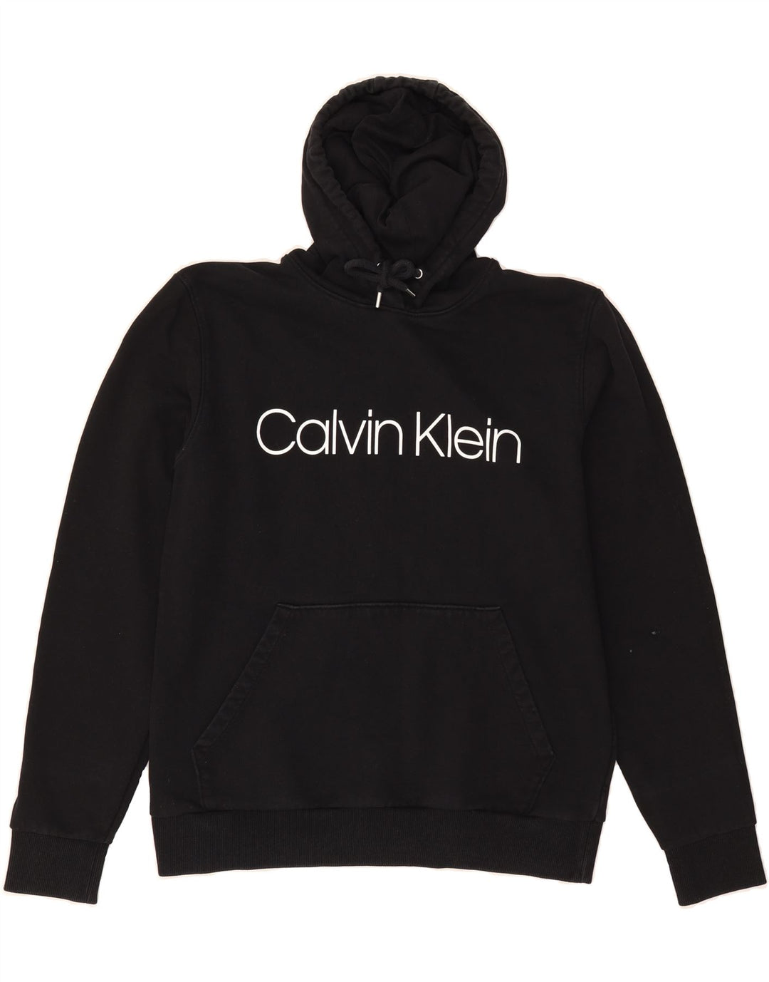 CALVIN KLEIN Mens Graphic Hoodie Jumper Large Black Cotton Vintage Calvin Klein and Second-Hand Calvin Klein from Messina Hembry 