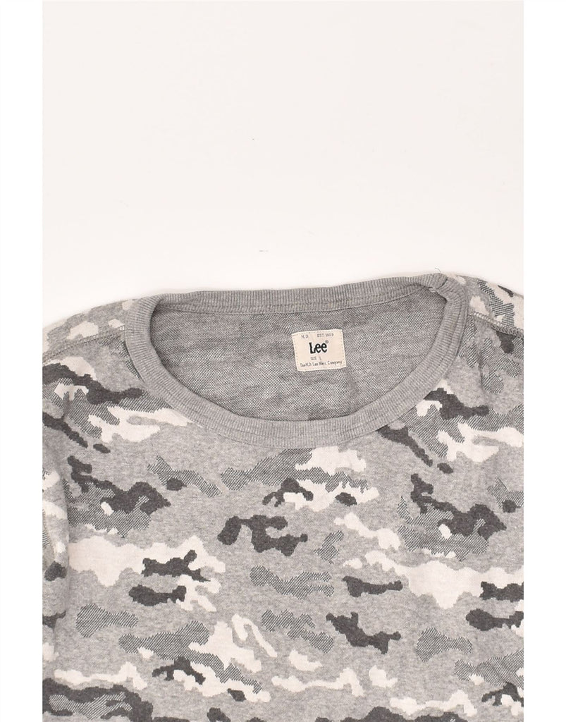 LEE Mens Sweatshirt Jumper Large Grey Camouflage Cotton | Vintage Lee | Thrift | Second-Hand Lee | Used Clothing | Messina Hembry 