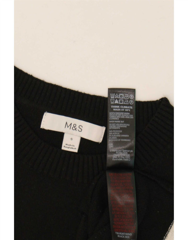 Marks & Spencer Womens Crop Vest Tank Top UK 10 Small Black Polyester