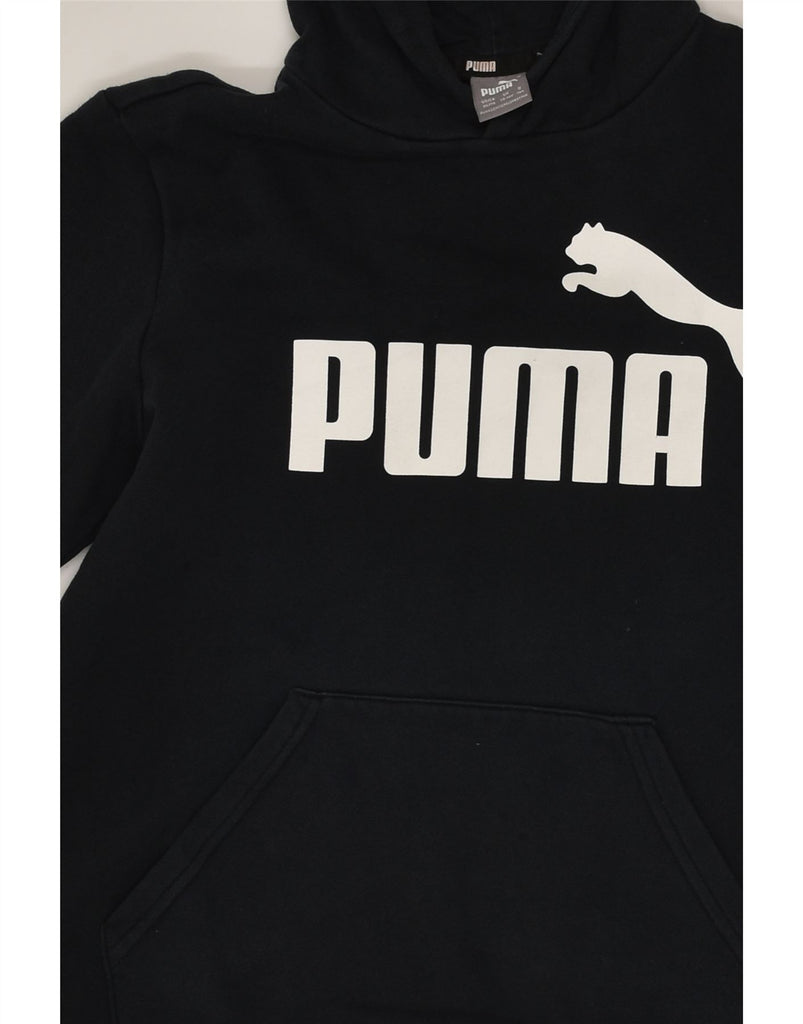 PUMA Boys Graphic Hoodie Jumper 13-14 Years Black Cotton | Vintage Puma | Thrift | Second-Hand Puma | Used Clothing | Messina Hembry 