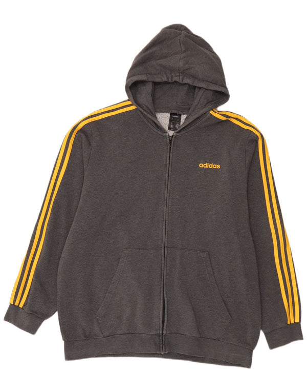 Adidas Mens Zip Hoodie Sweater 2XL Grey Cotton