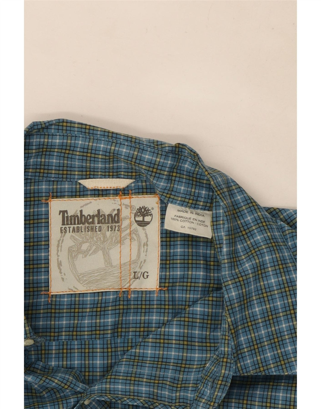 Timberland Mens Shirt Large Blue Check Cotton