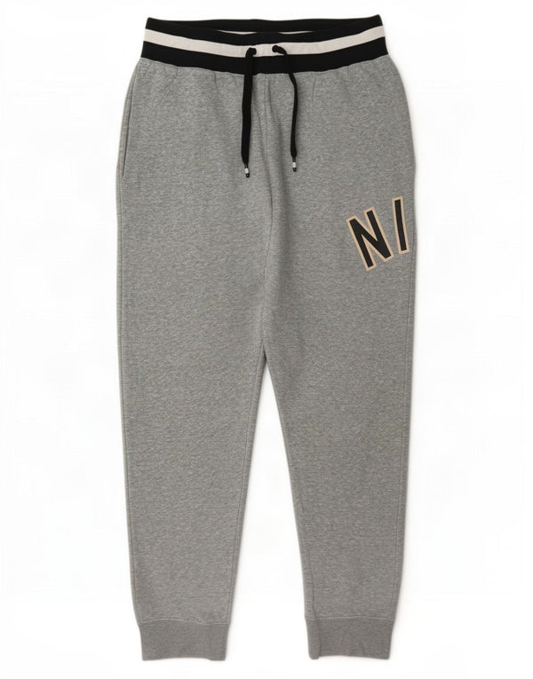 Nike Mens Graphic Tracksuit Trousers Joggers Large Grey Flecked Cotton