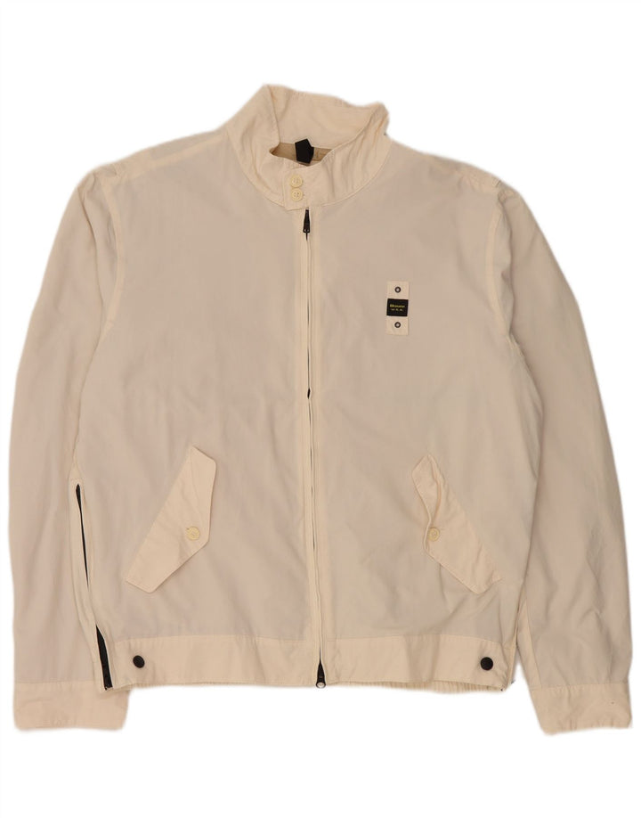 BLAUER Mens Bomber Jacket UK 44 2XL Off White Polyamide