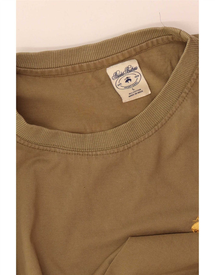 Brooks Brothers Mens T-Shirt Top Large Khaki Cotton