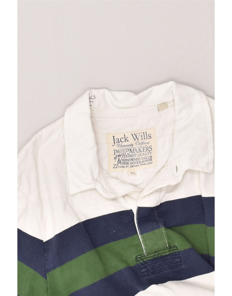 JACK WILLS Mens Polo Shirt XL White Colourblock Cotton | Vintage Jack Wills | Thrift | Second-Hand Jack Wills | Used Clothing | Messina Hembry 