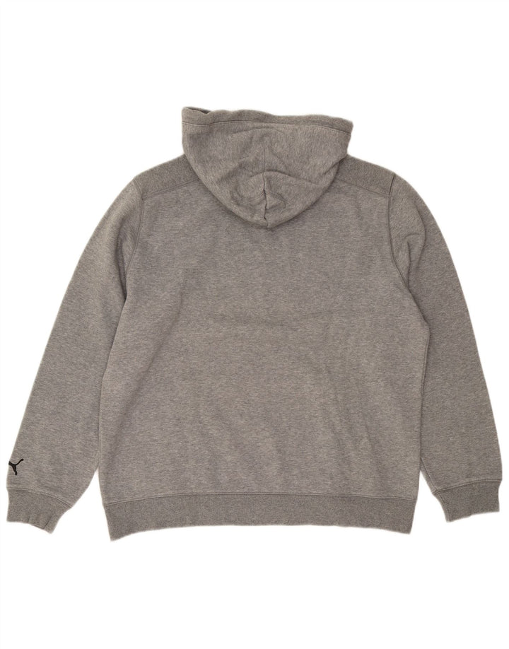 Puma Mens Graphic Hoodie Jumper Large Grey Cotton