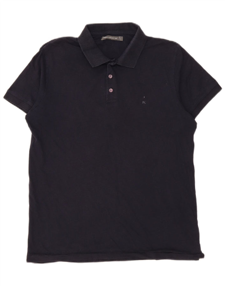 French Connection Mens Polo Shirt Large Navy Blue Cotton