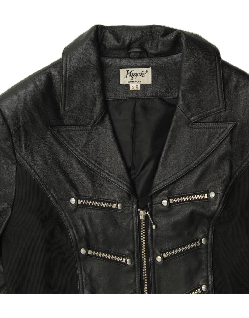 YUPPIE Womens Biker Jacket UK 10 Small Black Polyester Vintage Yuppie and Second-Hand Yuppie from Messina Hembry 