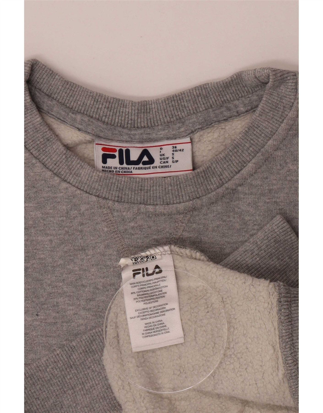 Fila Mens Sweatshirt Jumper Small Grey Cotton