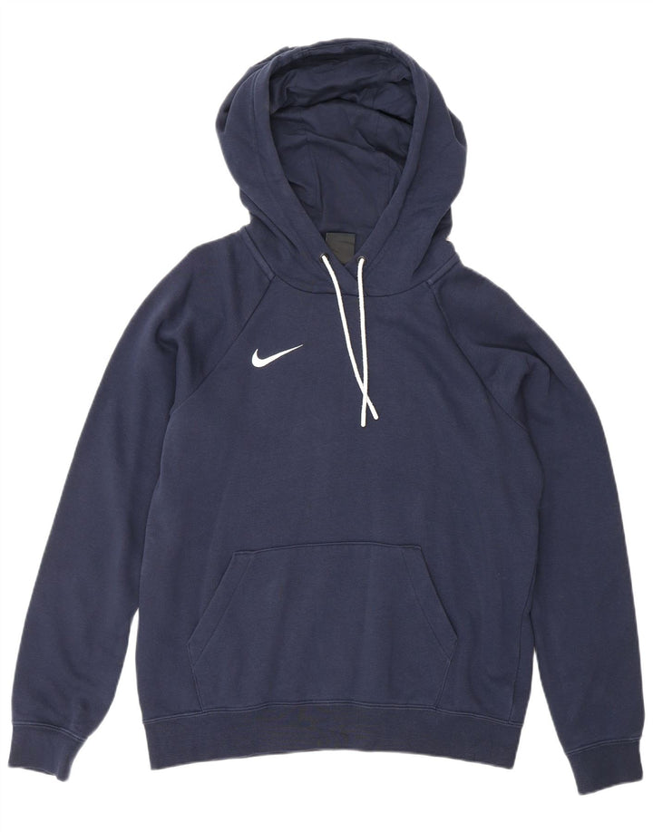 NIKE Mens Hoodie Jumper Small Navy Blue Cotton