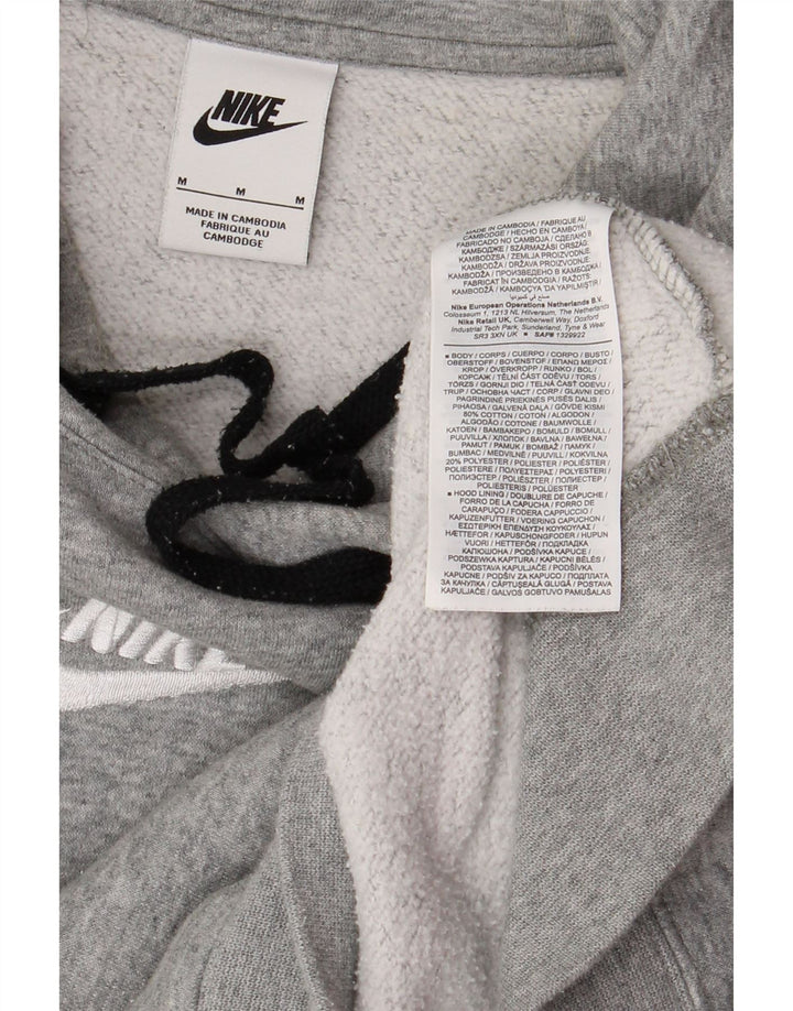 NIKE Mens Graphic Hoodie Jumper Medium Grey Colourblock Cotton
