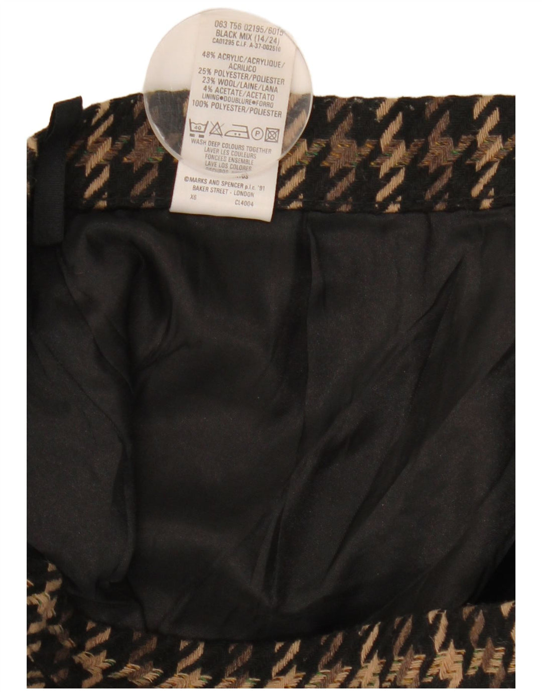 Marks & Spencer Womens Pencil Skirt UK 14 Medium W28  Brown Check Acrylic