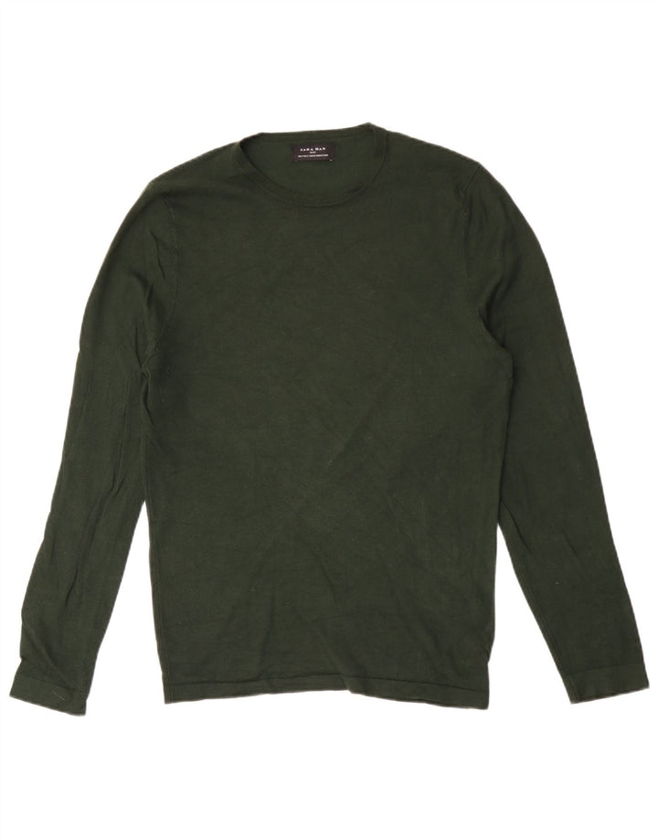 Zara Mens Top Long Sleeve Small Green