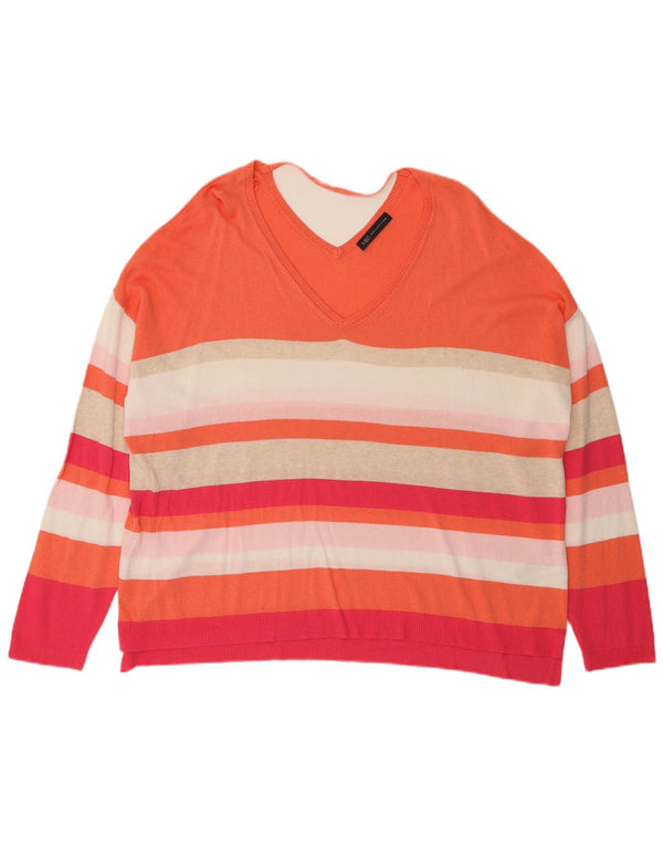 Marks & Spencer Womens V-Neck Jumper Sweater UK 24 4XL Multicoloured