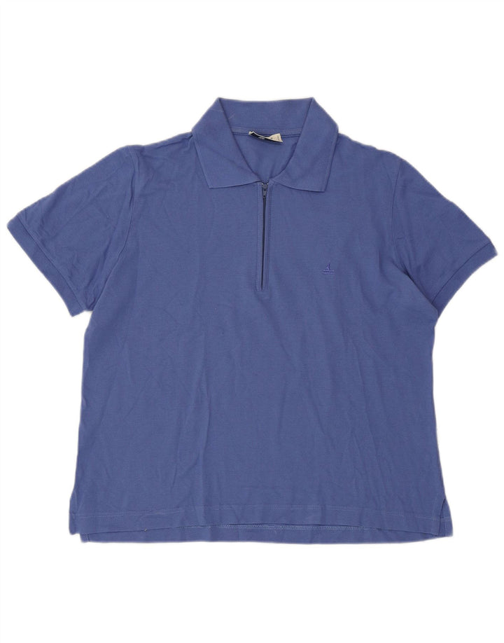 NAVIGARE Womens Polo Shirt IT 46 Large Blue Cotton