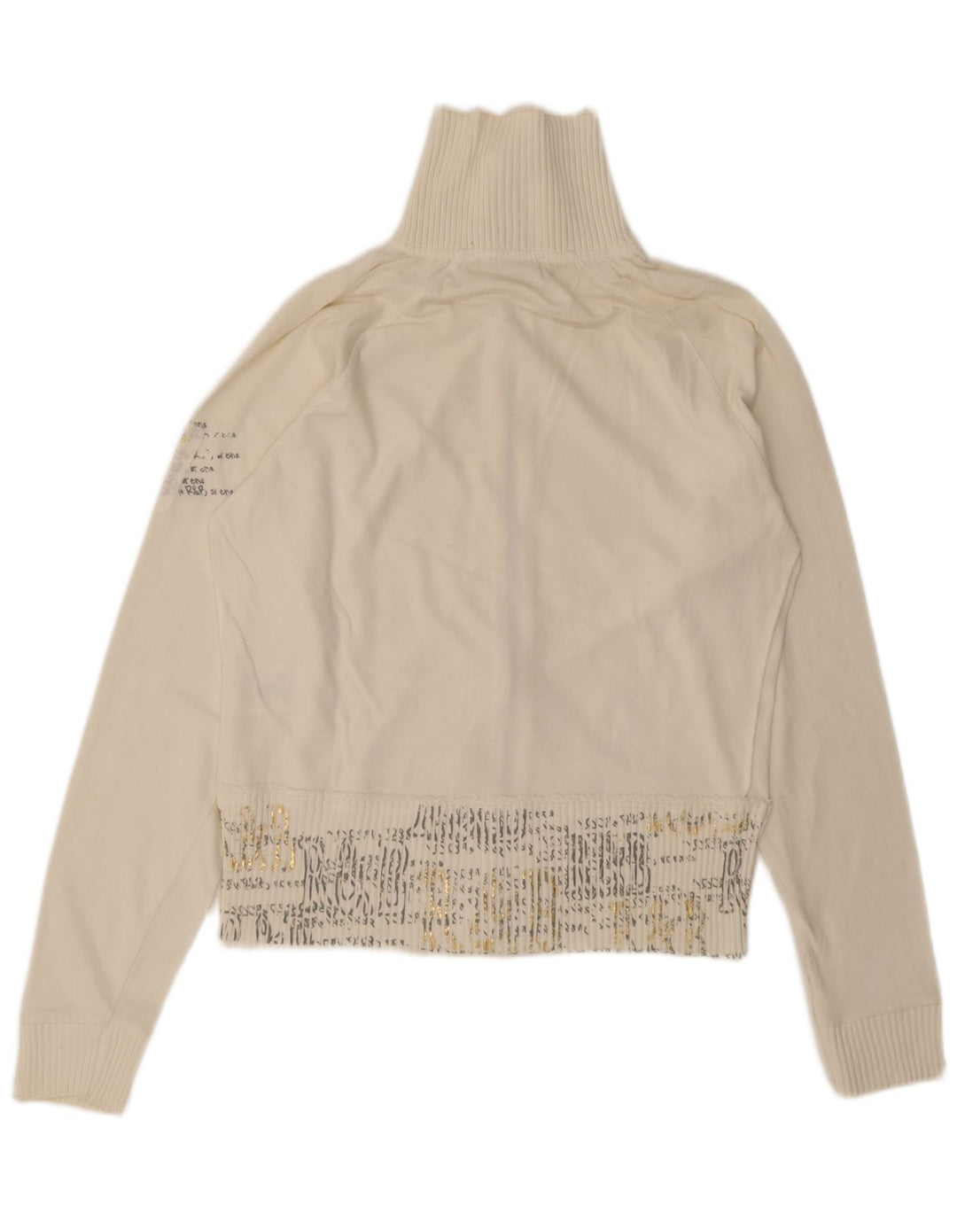 Arena Womens Graphic Oversized Tracksuit Top Jacket Small Off White Cotton