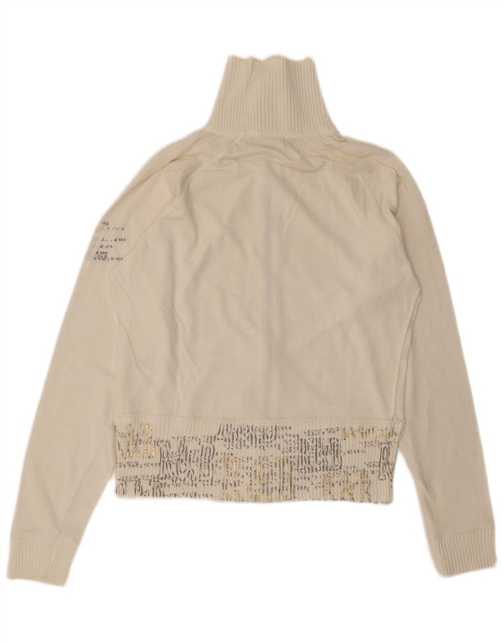 Arena Womens Graphic Oversized Tracksuit Top Jacket Small Off White Cotton