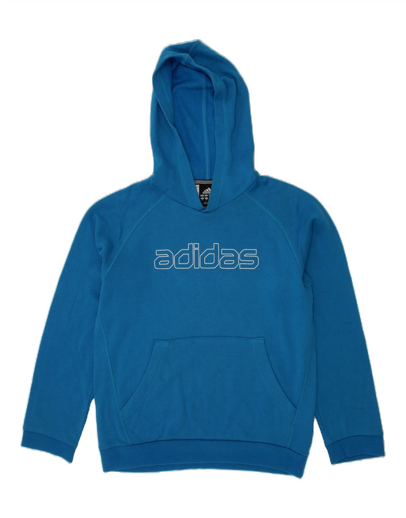 ADIDAS Boys Graphic Hoodie Jumper 11-12 Years Blue Cotton Vintage Adidas and Second-Hand Adidas from Messina Hembry 