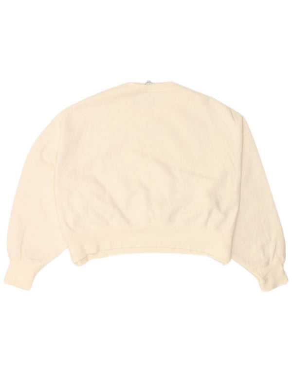 NIKE Womens Crop Oversized Sweatshirt Jumper UK 14 Medium White Cotton
