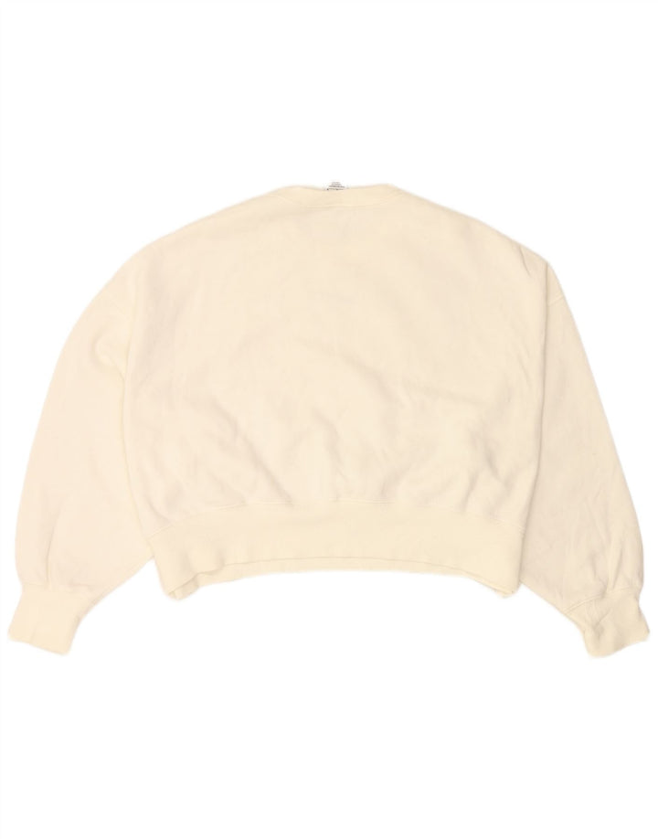 NIKE Womens Crop Oversized Sweatshirt Jumper UK 14 Medium White Cotton