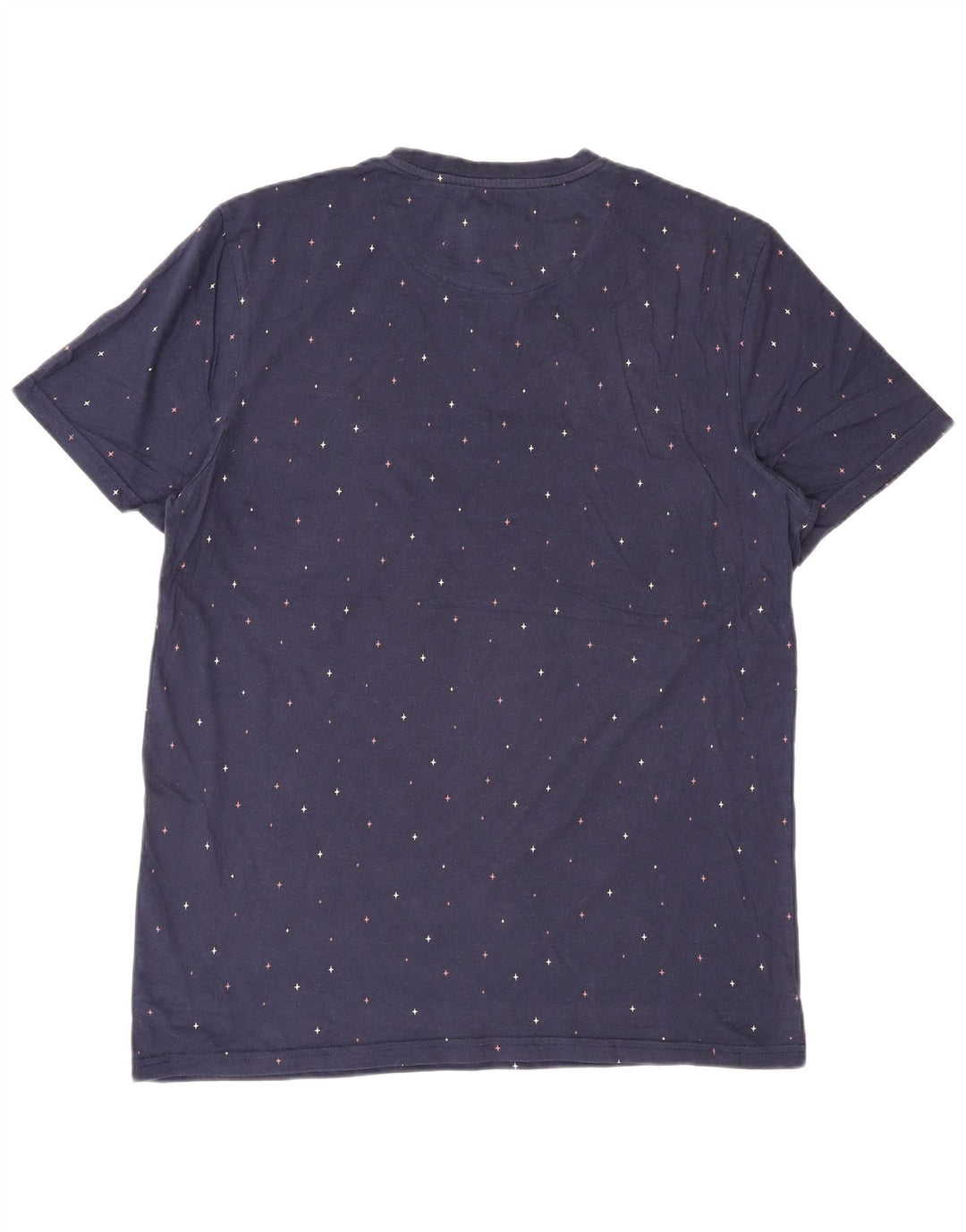 Lyle & Scott Mens T-Shirt Top Large Navy Blue Flecked Cotton
