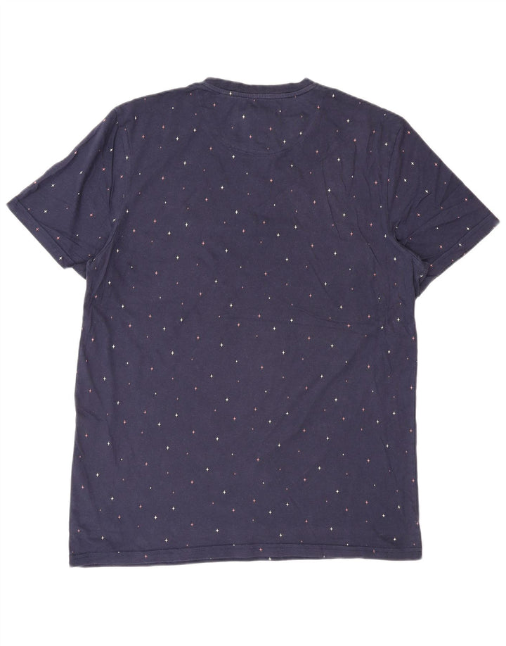 Lyle & Scott Mens T-Shirt Top Large Navy Blue Flecked Cotton