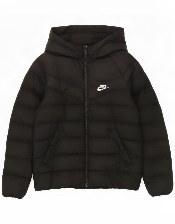 Nike Boys Hooded Padded Jacket 10-11 Years Medium Black Polyester