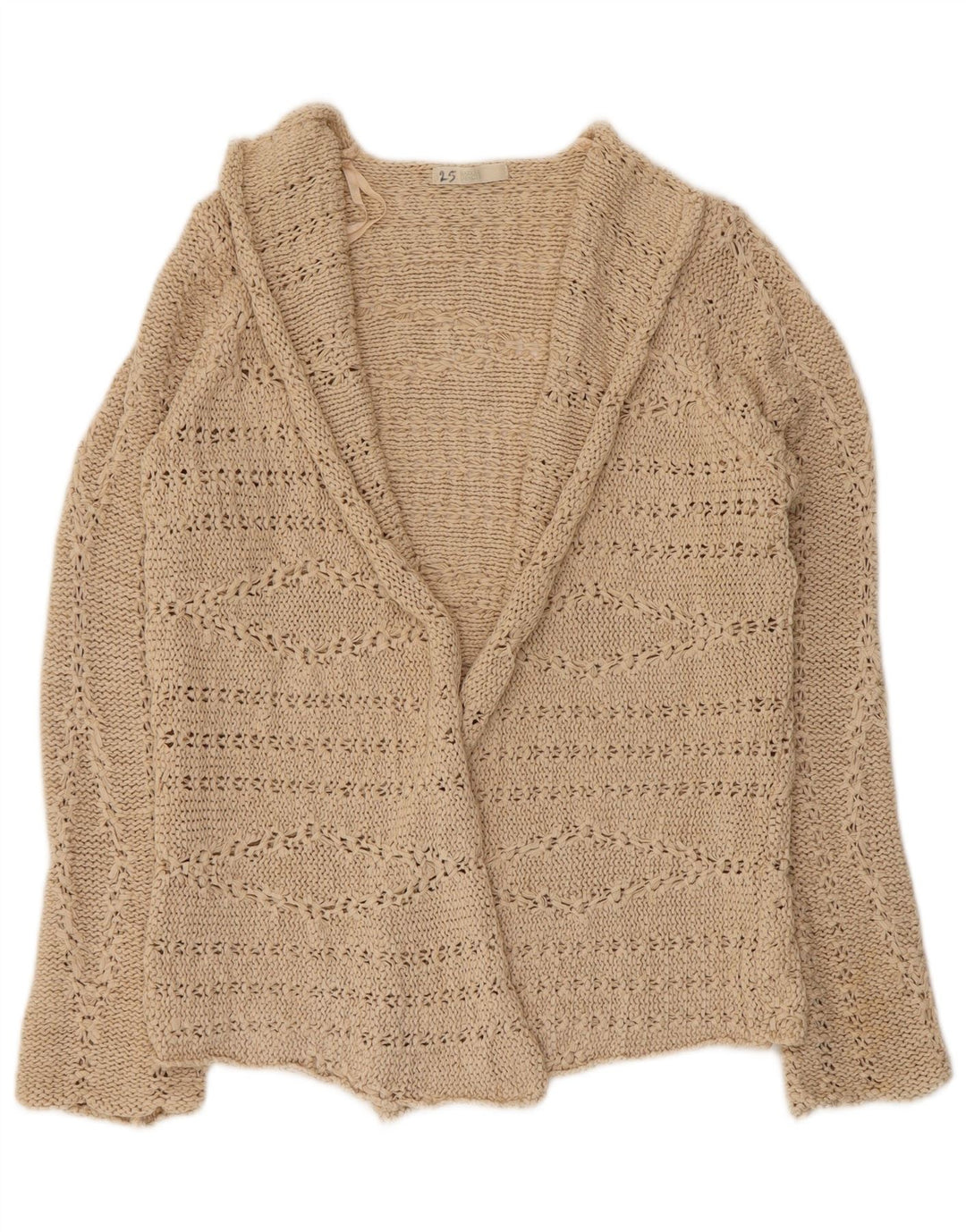 Marks & Spencer Womens Open Cardigan Sweater UK 12 Medium Beige Acrylic