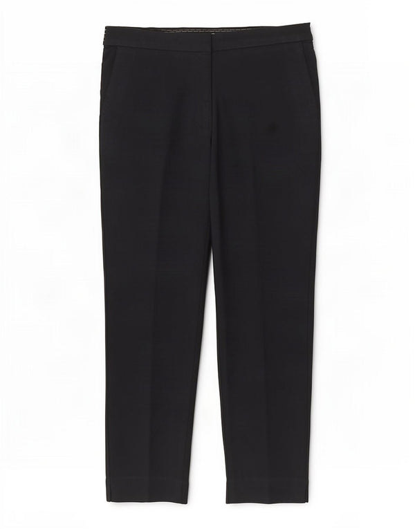 Zara Womens Crop Slim Casual Trousers Large W30 L26 Navy Blue Cotton