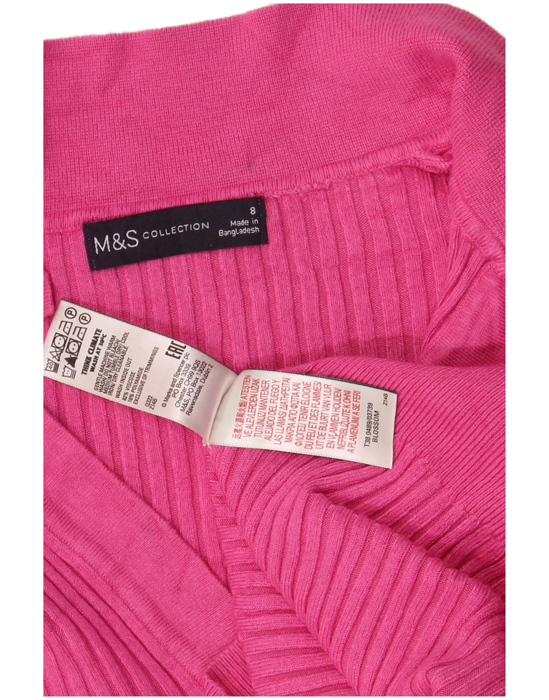 Marks & Spencer Womens Polo Neck Jumper Sweater UK 8 Small  Pink Viscose