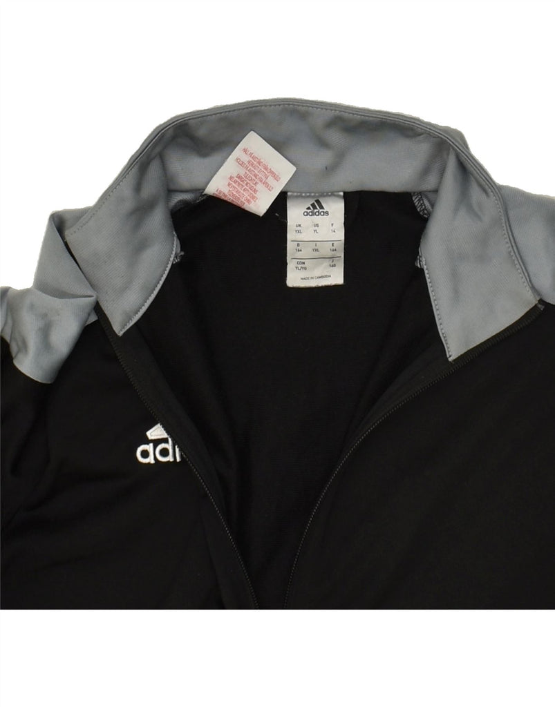 ADIDAS Boys Tracksuit Top Jacket 13-14 Years Black Colourblock Polyester | Vintage Adidas | Thrift | Second-Hand Adidas | Used Clothing | Messina Hembry 