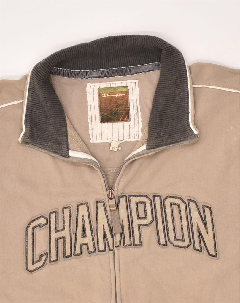 CHAMPION Mens Graphic Tracksuit Top Jacket XL Brown Cotton | Vintage Champion | Thrift | Second-Hand Champion | Used Clothing | Messina Hembry 