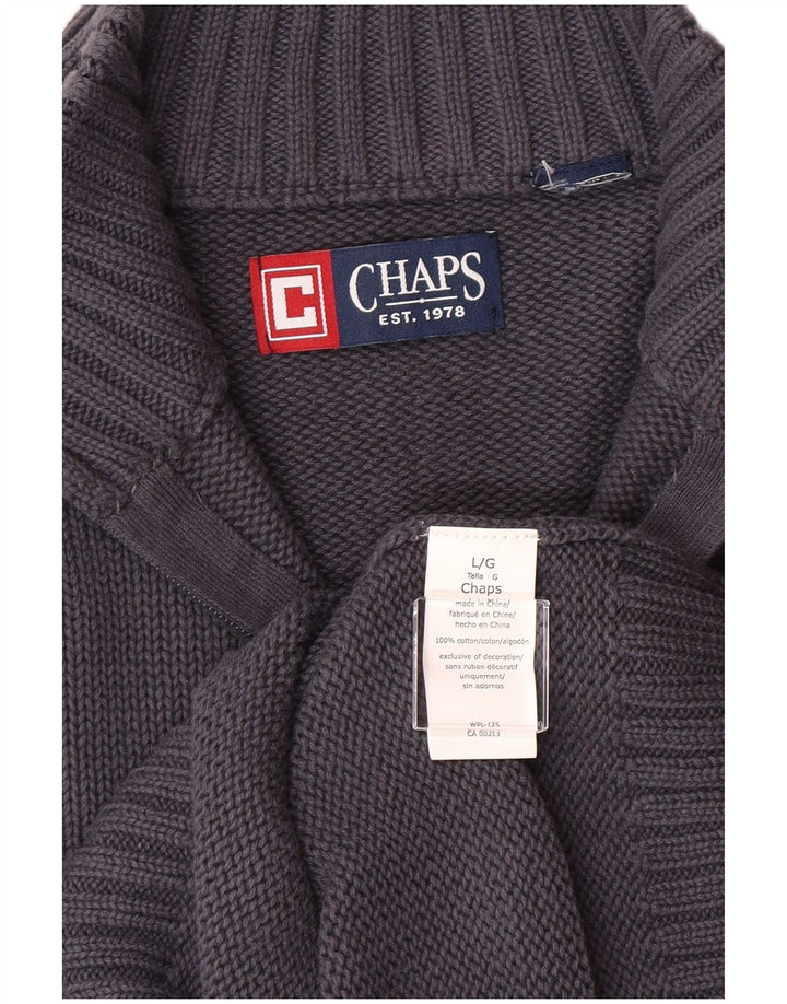 CHAPS Mens Zip Neck Jumper Sweater Large Grey Cotton
