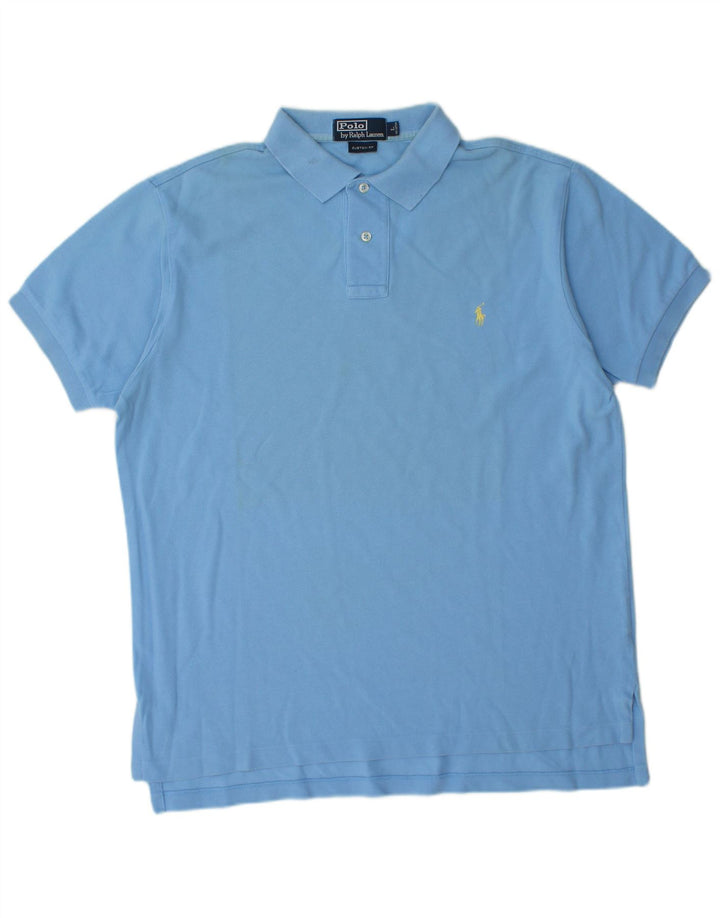 POLO RALPH LAUREN Mens Custom Fit Polo Shirt Large Blue Cotton