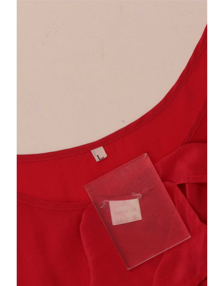 Vintage Womens Sleeveless Blouse Top UK 16 Large Pink Silk