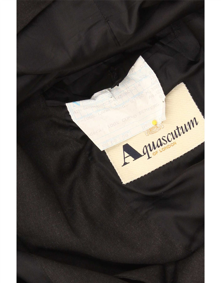 Aquascutum Mens 3 Button Blazer Jacket IT 52 XL Black Cupro