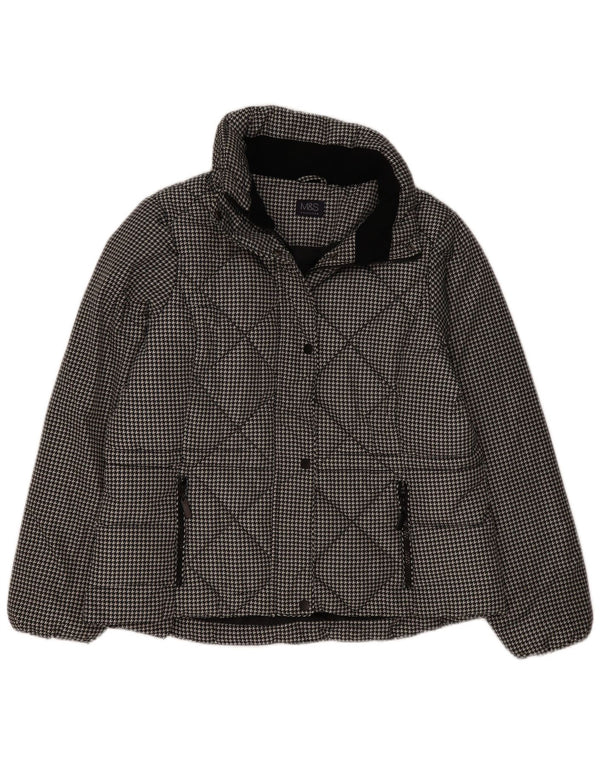 Marks & Spencer Womens Quilted Jacket UK 16 Large Black Houndstooth
