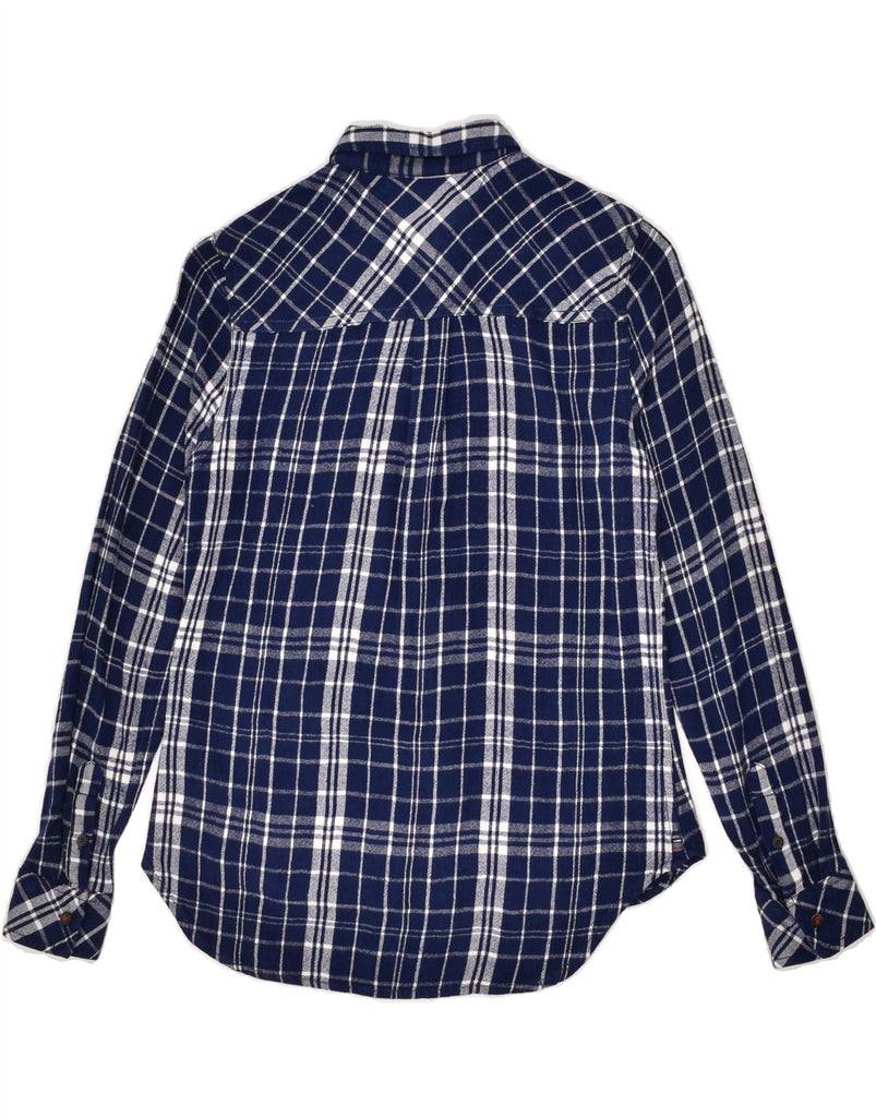 TOMMY HILFIGER Womens Shirt UK 10 Small Navy Blue Check Viscose | Vintage Tommy Hilfiger | Thrift | Second-Hand Tommy Hilfiger | Used Clothing | Messina Hembry 