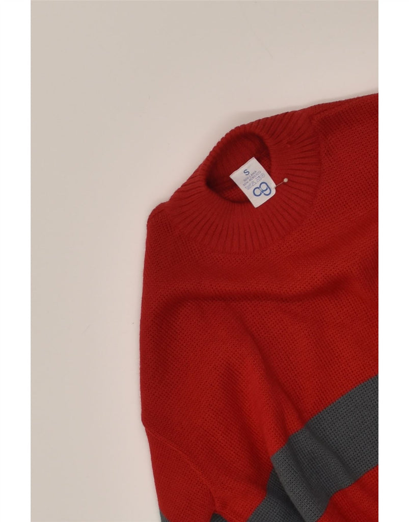 VINTAGE Mens Turtle Neck Jumper Sweater Small Red Colourblock Wool | Vintage Vintage | Thrift | Second-Hand Vintage | Used Clothing | Messina Hembry 