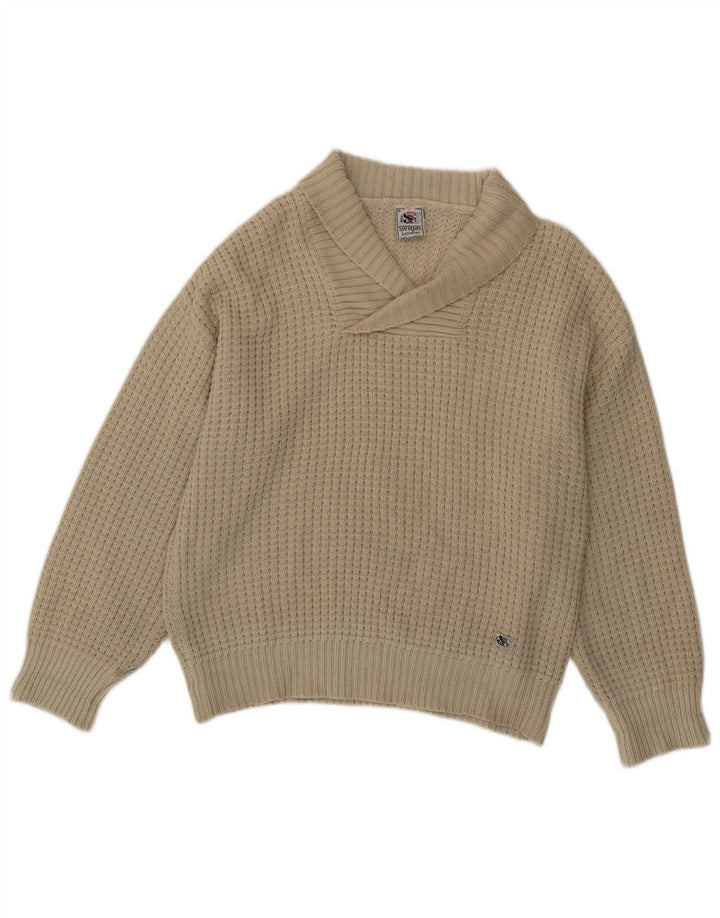 Sorogas Mens Shawl Neck Jumper Sweater IT 50 Large Beige