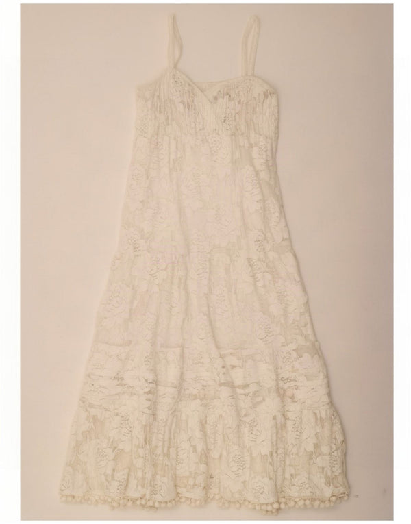 Antica Sartoria Womens Sleeveless Lace Maxi Dress UK 12 Medium White Floral