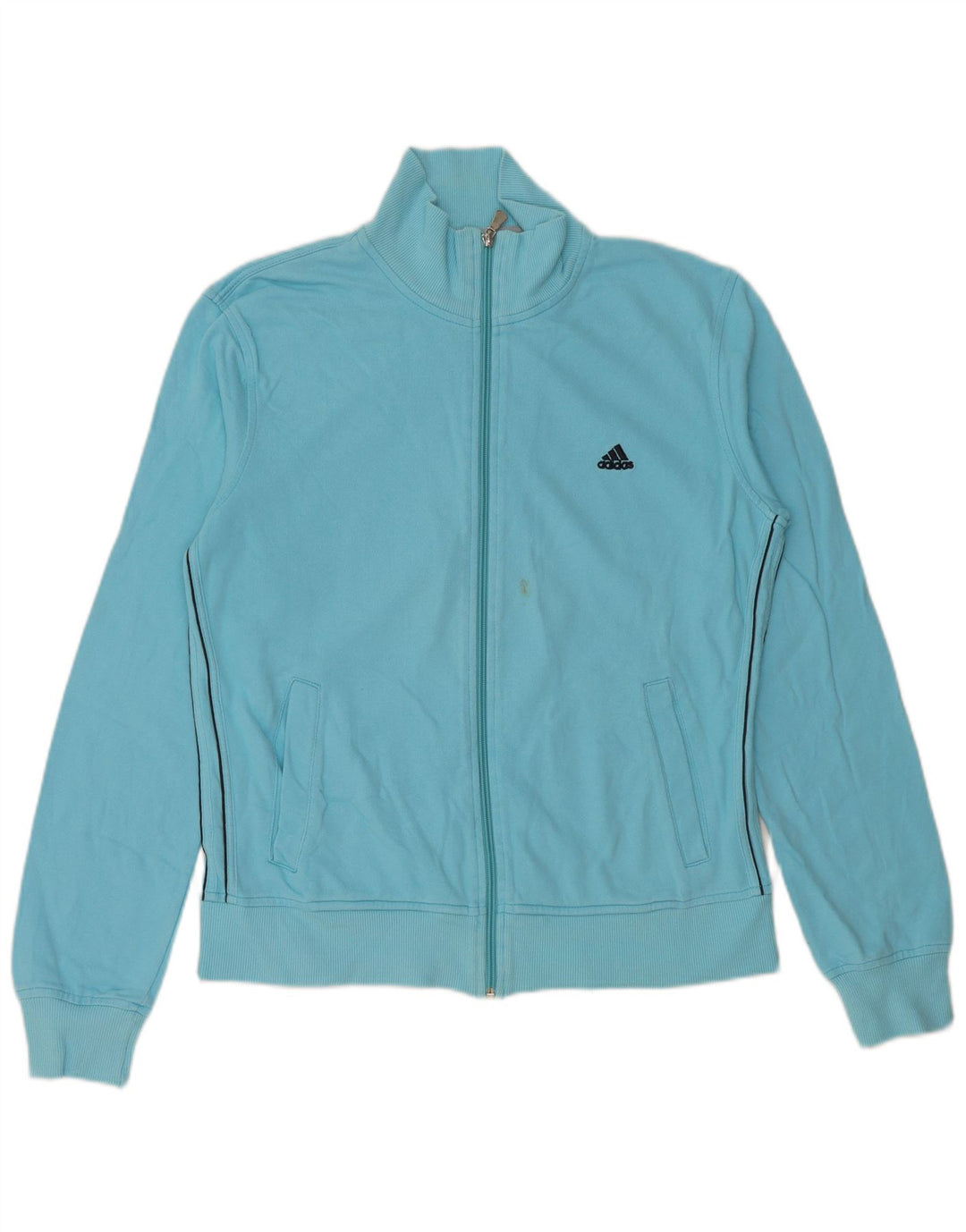 ADIDAS Womens Tracksuit Top Jacket EU 44/46 Large Blue Cotton