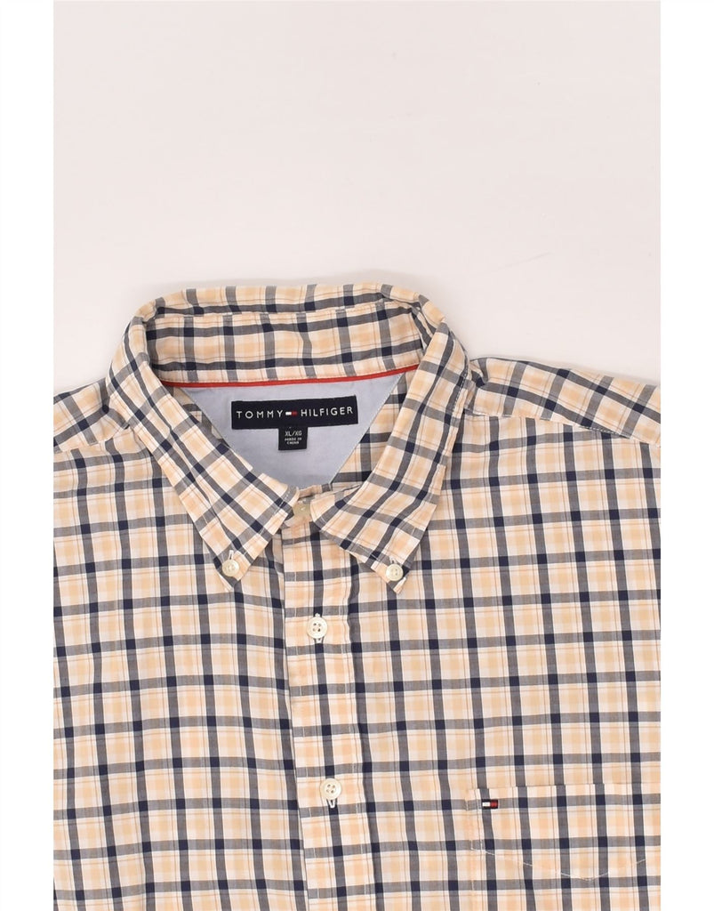 TOMMY HILFIGER Mens Short Sleeve Shirt XL Beige Check Cotton | Vintage Tommy Hilfiger | Thrift | Second-Hand Tommy Hilfiger | Used Clothing | Messina Hembry 