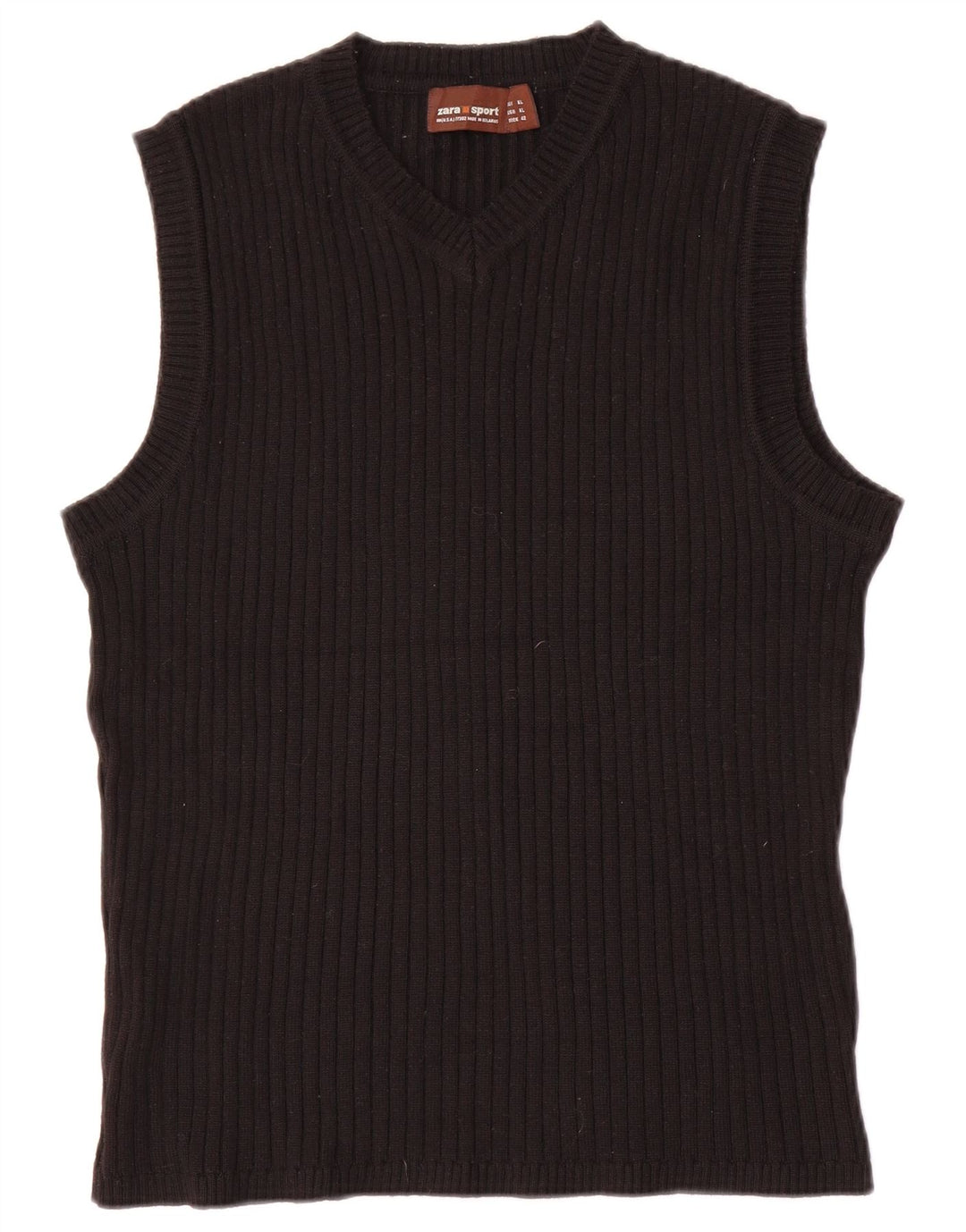 Zara Womens Vest Tank Top UK 18 XL Black Wool