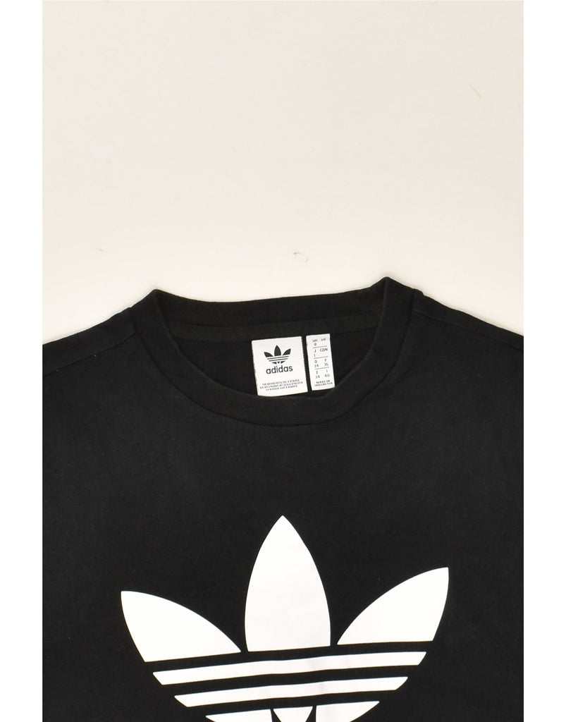 ADIDAS Womens Graphic T-Shirt Top UK 8 Small Black Cotton | Vintage Adidas | Thrift | Second-Hand Adidas | Used Clothing | Messina Hembry 