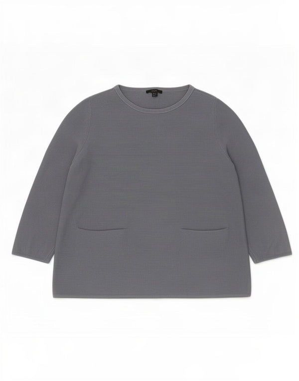 Cos Womens 3/4 Sleeve Boat Neck Jumper Sweater UK 14 Medium Grey Cotton
